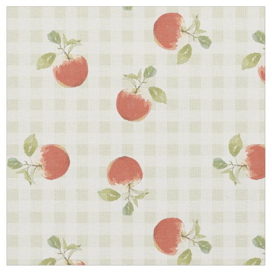 Apfel-Picknick-Gingham-Herbst-Druck Stoff (Nahaufnahme)