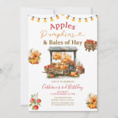 Äpfel Pumpkins und Bales von Hay Birthday Herbst Einladung (Vorderseite)