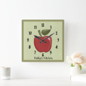 Apfel Quadratische Wanduhr (Zuhause)