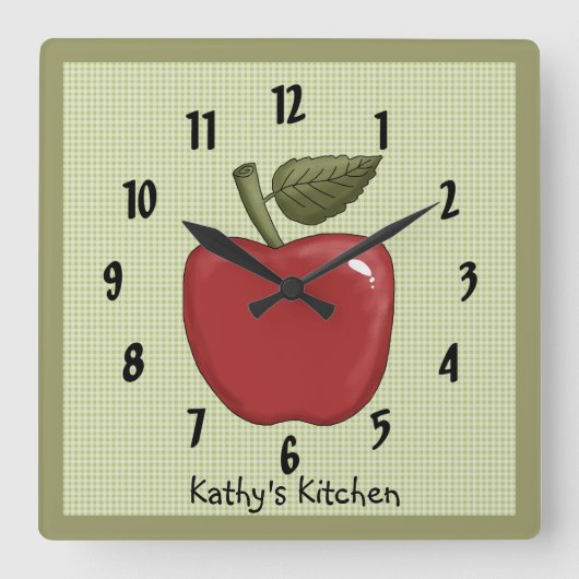 Apfel Quadratische Wanduhr (Vorderseite)