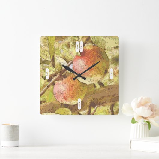 ÄPFEL QUADRATISCHE WANDUHR (Zuhause)