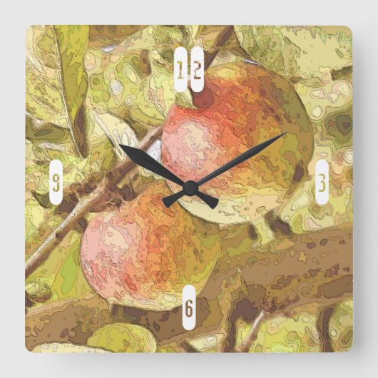 ÄPFEL QUADRATISCHE WANDUHR (Vorderseite)