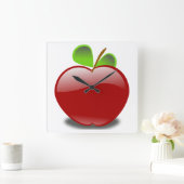 Apfel Quadratische Wanduhr (Zuhause)