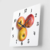 Äpfel Quadratische Wanduhr (Winkel)