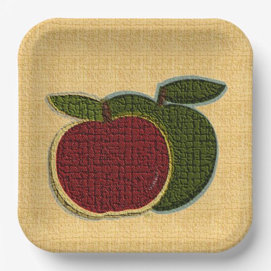 Äpfel Red Green Fruit Textured Design Pappteller (Vorderseite)