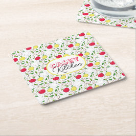 Apfel Rot Gelb Grün Obst Grafik Kunst Modern Rechteckiger Pappuntersetzer