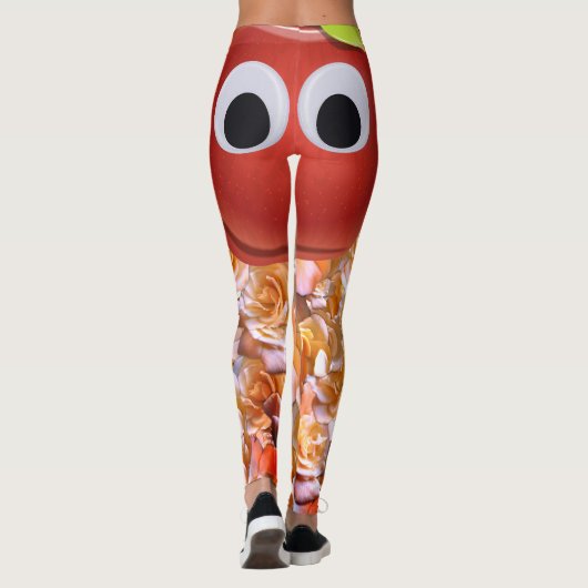 Apfel, rote Frucht mit google Augen - Comic Gesich Leggings (Rückseite)