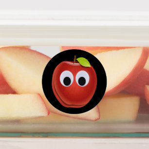 Apfel, rote Früchte mit google Augen - Personalisi Etiketten