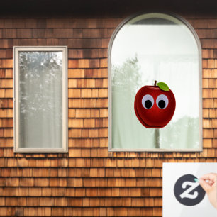 Apfel, rote Früchte mit google Augen - Personalisi Fensteraufkleber