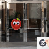 Apfel, rote Früchte mit google Augen - Personalisi Fensteraufkleber (Büro Tür)
