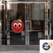 Apfel, rote Früchte mit google Augen - Personalisi Fensteraufkleber (Büro Tür)