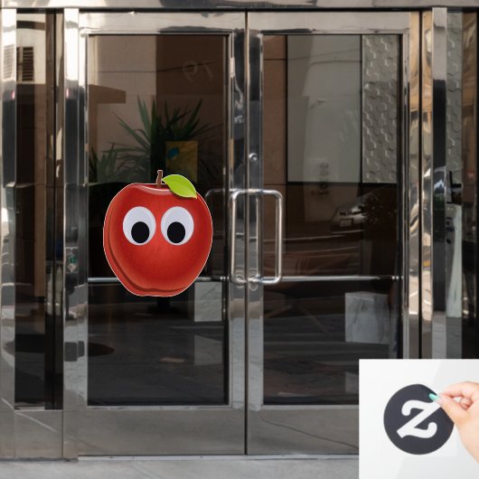 Apfel, rote Früchte mit google Augen - Personalisi Fensteraufkleber (Büro Tür)