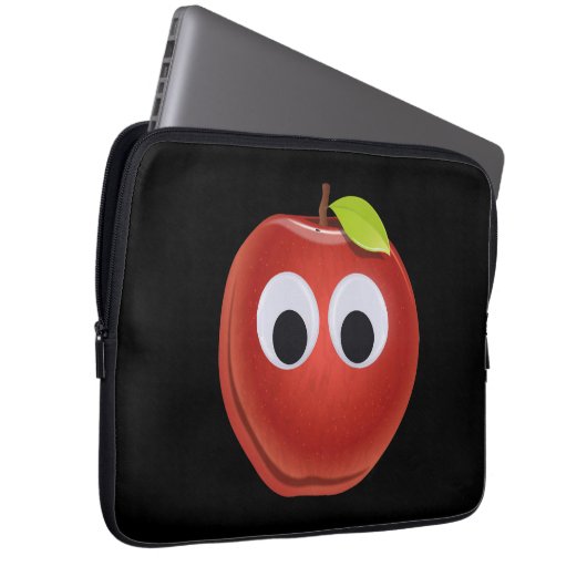 Apfel, rote Früchte mit google Augen - Personalisi Laptopschutzhülle (Vorne Rechts)