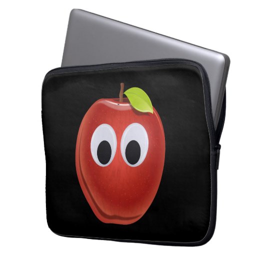Apfel, rote Früchte mit google Augen - Personalisi Laptopschutzhülle (Vorderseite Links)