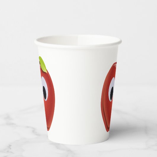 Apfel, rote Früchte mit google Augen - Personalisi Pappbecher (Links)