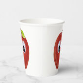 Apfel, rote Früchte mit google Augen - Personalisi Pappbecher (Rechts)