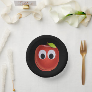 Apfel, rote Früchte mit google Augen - Personalisi Pappteller