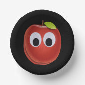 Apfel, rote Früchte mit google Augen - Personalisi Pappteller (Vorderseite)