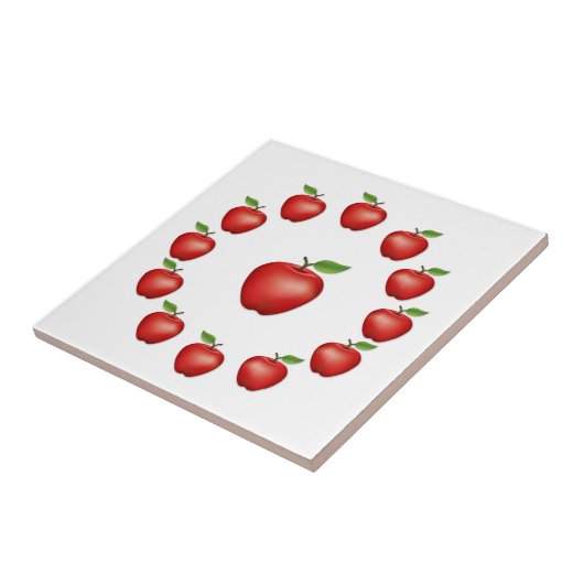 Äpfel, Rote, köstliche Keramik Fliese (Seite)