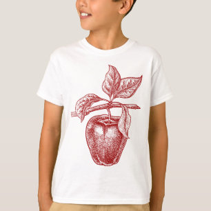 Apfel rotes Obst Retro Vintage Zeichnung - Apfel T-Shirt