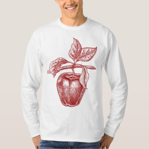 Apfel rotes Obst Retro Vintage Zeichnung - Apfel T-Shirt