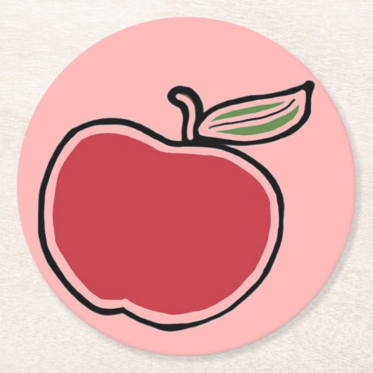 Apfel Runder Pappuntersetzer (Vorderseite)