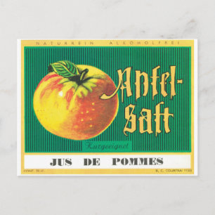 Apfel-Saft Apfelsaft Deutsche Sprache Vintage-Kuns Postkarte