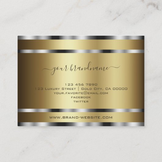 Apfel schimmernde dunkelgoldene und silberne Strei Visitenkarte (Rückseite)