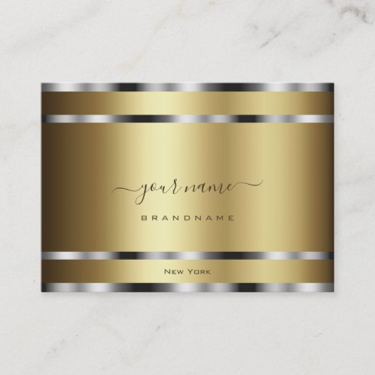 Apfel schimmernde dunkelgoldene und silberne Strei Visitenkarte (Vorderseite)