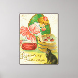 Äpfel schnappen Vintage-Halloween-Karte, 1911 Leinwanddruck