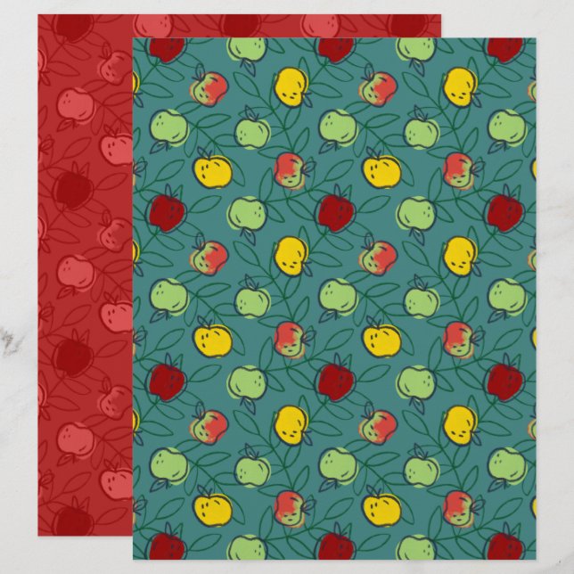Apfel Scrapbook Papier (Vorne/Hinten)