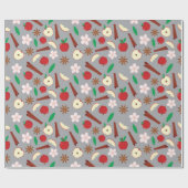 Äpfel, Star Anise, Zimt, Blume Erntedank Geschenkpapier (Flach)