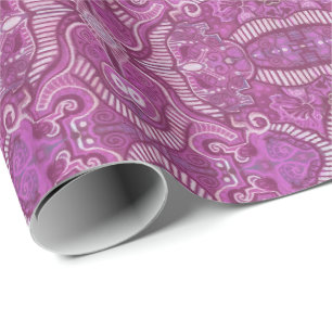 Apfel-Streifen-Bohemian-Arabesken-Muster Lila Geschenkpapier