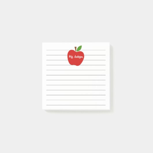 Apfel-Thema Lehrer Name Post-it Klebezettel (Vorderseite)