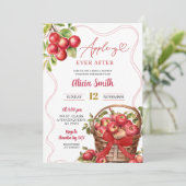Apfel-Thema Rot Gingham Brautparty Einladung (Stehend Vorderseite)