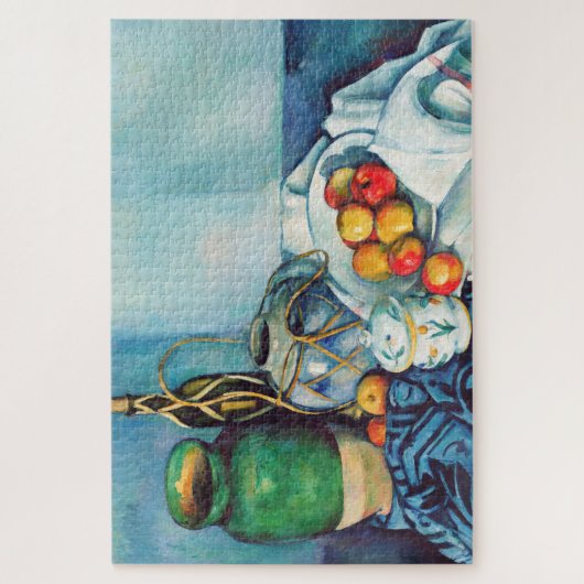 Äpfel, Töpfe und Flaschen von Paul Cézanne Puzzle (Vertikal)