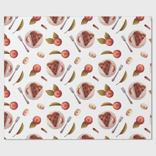 Äpfel und Apfelkuchen Geschenkpapier (Flach)