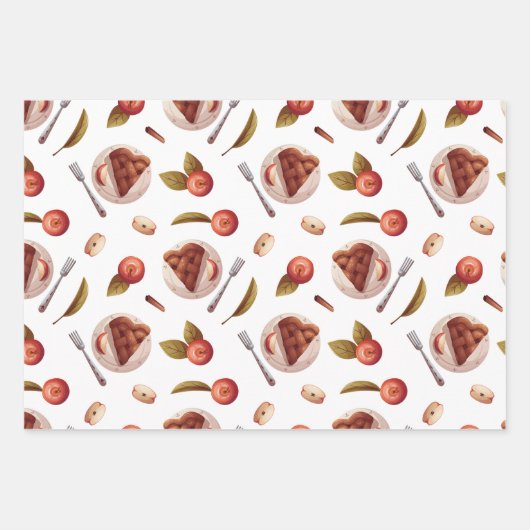 Äpfel und Apfelkuchen Geschenkpapier Set (Vorderseite)