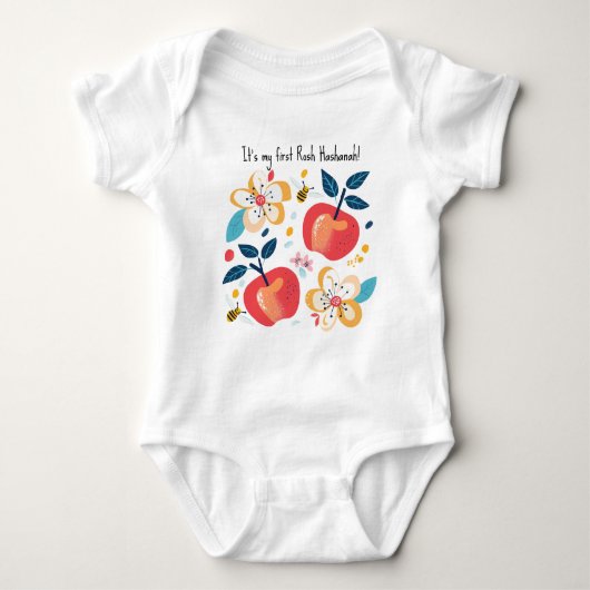 🍎 Äpfel und Bienen mit benutzerdefiniertem Text Baby Strampler (Vorderseite)