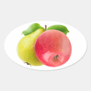 Apfel und Birne Ovaler Aufkleber