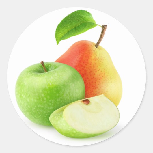 Apfel und Birne Runder Aufkleber (Vorderseite)