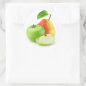 Apfel und Birne Runder Aufkleber (Tasche)