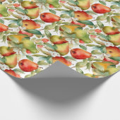 Äpfel und Birnen in Aquarellfarben Geschenkpapier (Ecke)