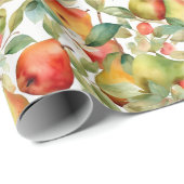 Äpfel und Birnen in Aquarellfarben Geschenkpapier (Rolleneckpunkt)