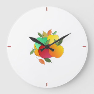 Äpfel und Blätter Große Wanduhr
