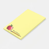 Apfel- und Bleistift-Personalisiert-Lehrer Gelb 4 Post-it Klebezettel (angewinkelt)