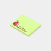Apfel- und Bleistift-Personalisiert-Lehrer Green 4 Post-it Klebezettel (angewinkelt)