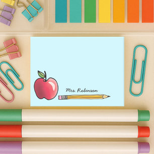 Apfel- und Bleistift-Personalisiert-Lehrerin Aqua  Post-it Klebezettel