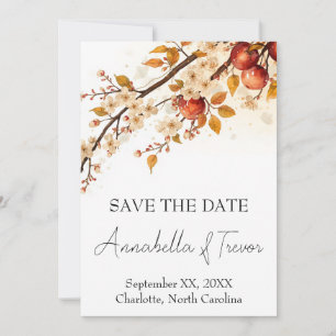 Äpfel und Blüten Herbsthochzeit Save The Date