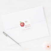 Apfel und Bogen - Dieses Buch gehört Quadratischer Aufkleber (Umschlag)